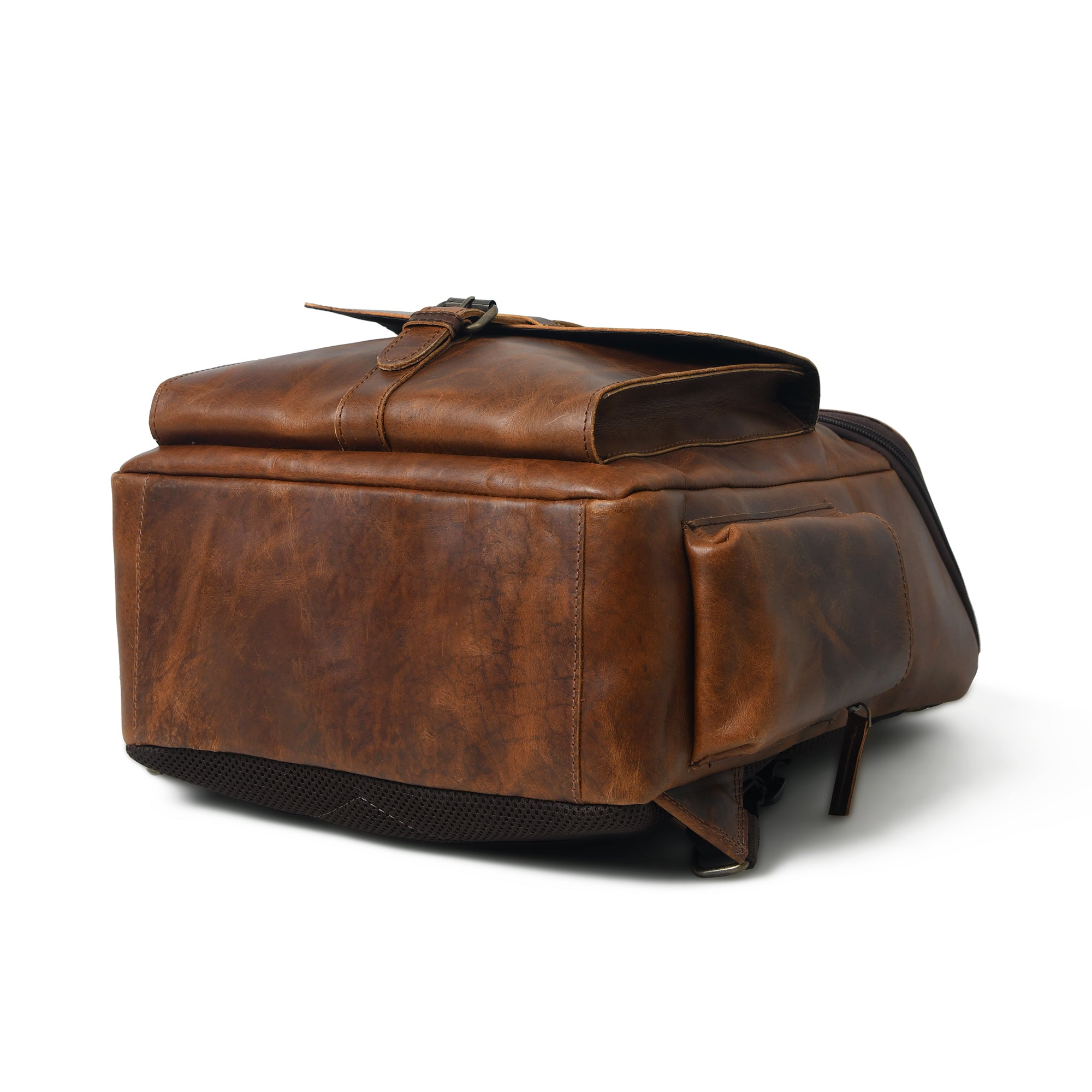 Full Grain 16-inch Leather Backpack | Rucksack Bag with Padded Laptop Compartment & Adjustable Strap (Bourbon Brown) - Jodaro.com