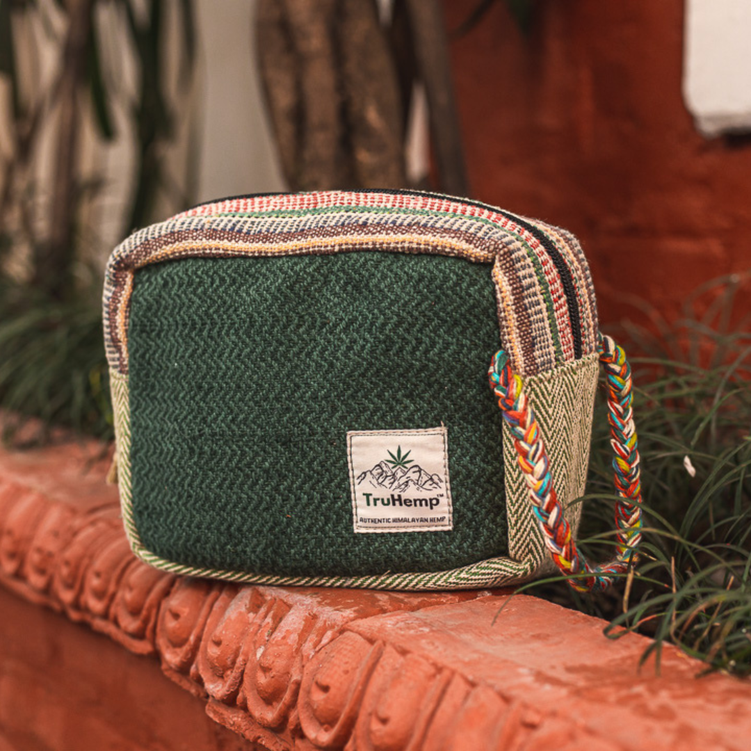 Hemp Travel Pouch with Spacious Storage & Premium Zipper Closure| Handmade Toiletry Bag with Soft Cotton Lining & Dual Zipper Compartments - Jodaro.com