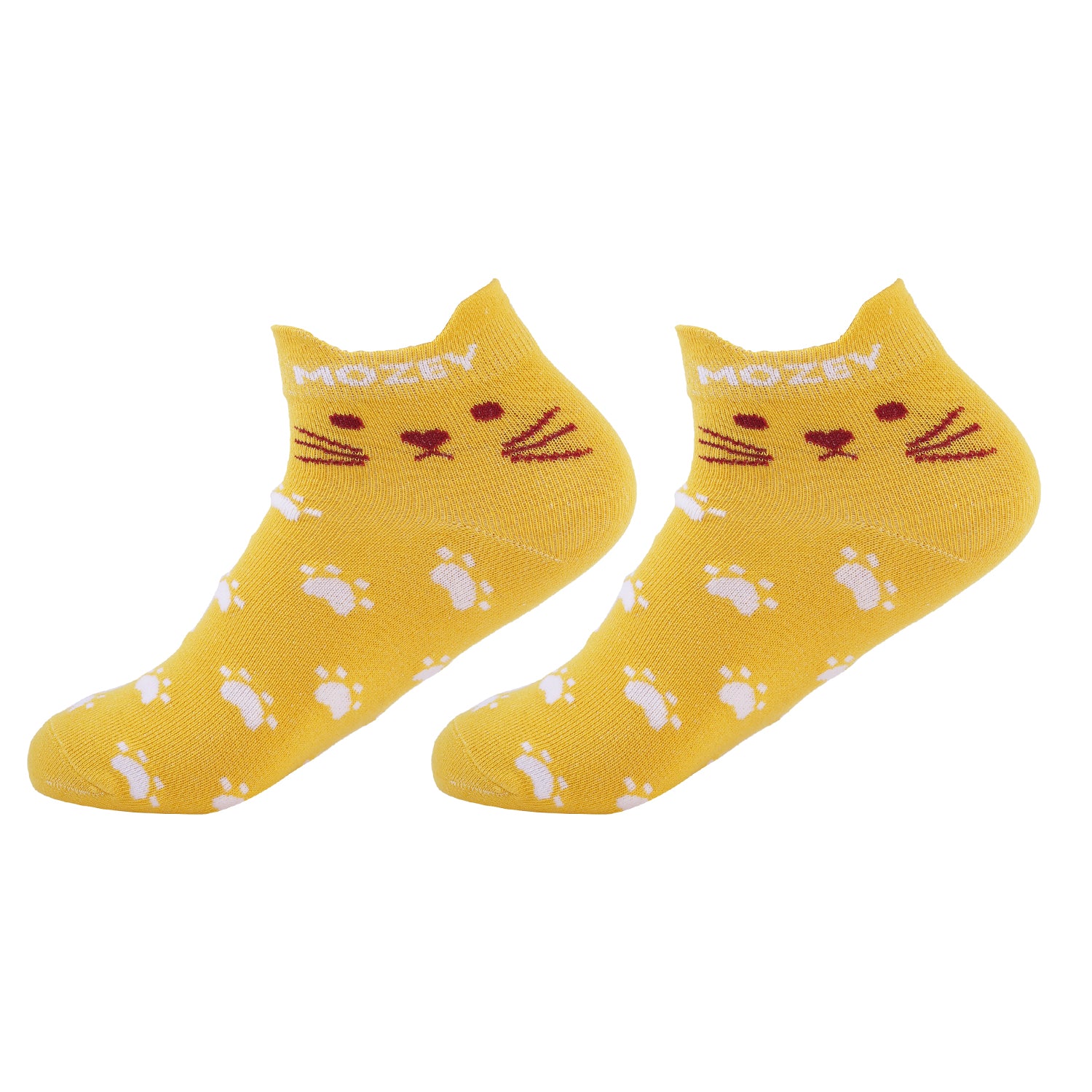 Ankle Cat Sneaker Socks, Premium Cotton Blend, Lightweight & Perfect for Everyday and Casual Wear (Yellow/White)