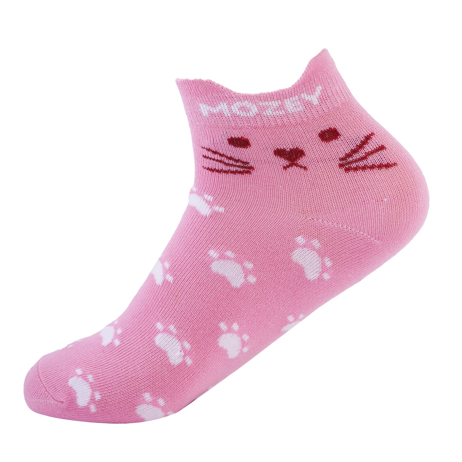 Ankle Cat Sneaker Socks, Premium Cotton Blend, Lightweight & Superior Grip, Extra Durability & Perfect for Everyday and Casual Wear (Tommy Pink/White)
