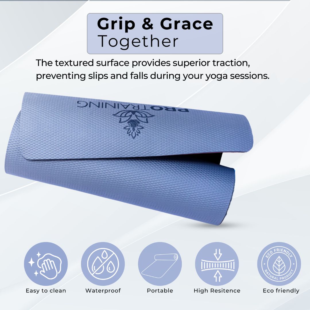 ProTraining Yoga Mat for Fitness, Exercise or Meditation, Stretching Mat for Everyday Use, Non-Slip Yoga Mat, Workout Mat for Men & Women (Grey - 6 mm)