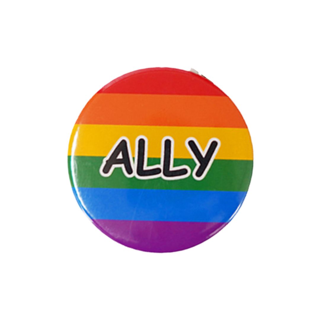 Rainbow Ally Badge �������� Vibrant Colors, Round Badge, Rust-Free Pin, Glossy Finish, Easy to Attach to Apparel and Bagsand Celebrate Diversity