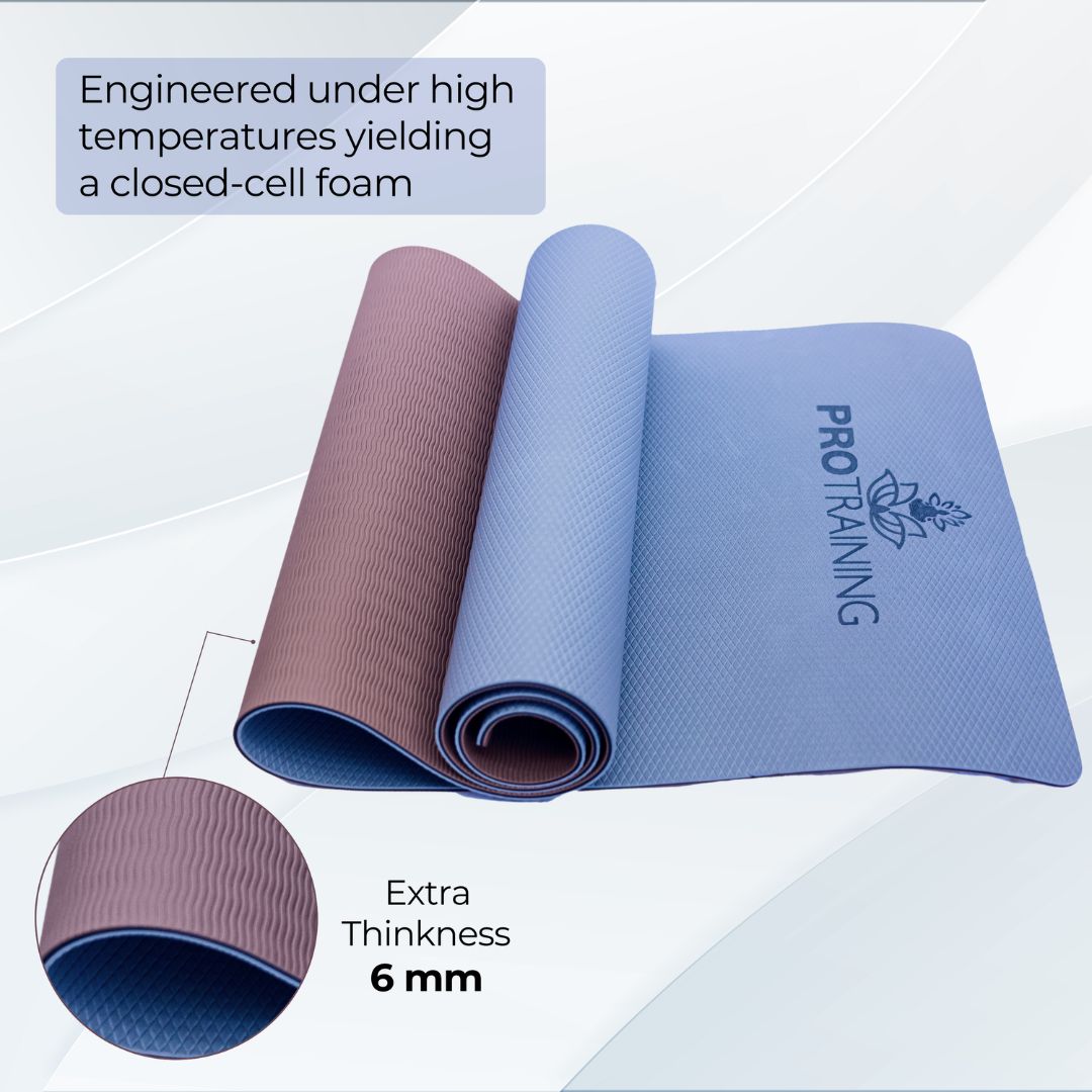 ProTraining Yoga Mat for Fitness, Exercise or Meditation, Stretching Mat for Everyday Use, Non-Slip Yoga Mat, Workout Mat for Men & Women (Grey - 6 mm)