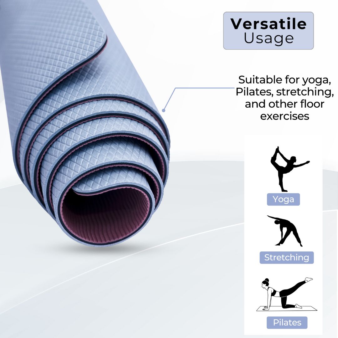 ProTraining Yoga Mat for Fitness, Exercise or Meditation, Stretching Mat for Everyday Use, Non-Slip Yoga Mat, Workout Mat for Men & Women (Grey - 6 mm)