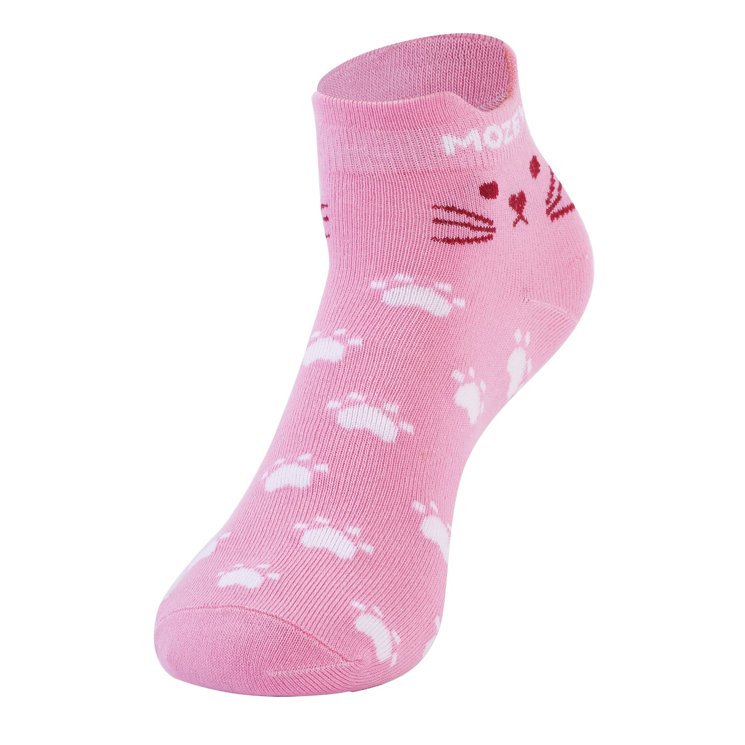 Ankle Cat Sneaker Socks, Premium Cotton Blend, Lightweight & Superior Grip, Extra Durability & Perfect for Everyday and Casual Wear (Tommy Pink/White)