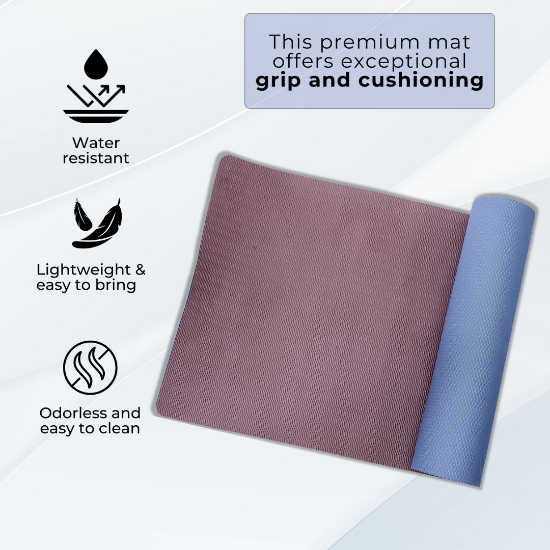 ProTraining Yoga Mat for Fitness, Exercise or Meditation, Stretching Mat for Everyday Use, Non-Slip Yoga Mat, Workout Mat for Men & Women (Grey - 6 mm)