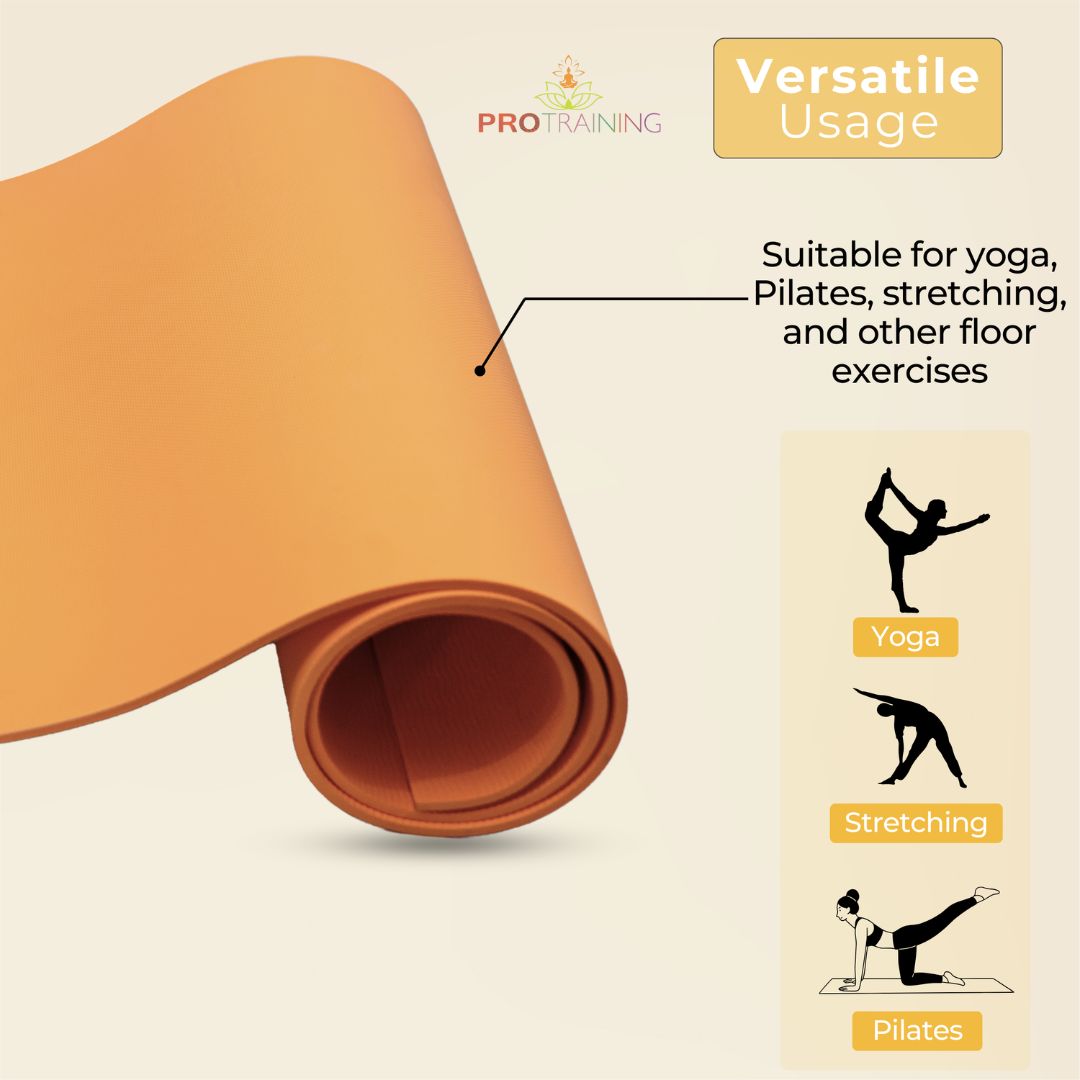 ProTraining Yoga Mat for Fitness, Exercise or Meditation, Stretching Mat for Everyday Use, Non-Slip Yoga Mat, Workout Mat for Men & Women (Orange - 6 mm)