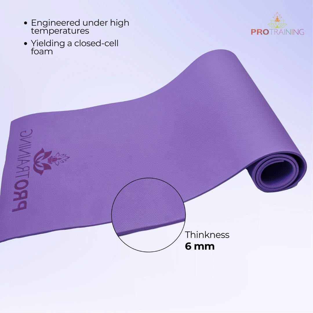 ProTraining Yoga Mat for Fitness, Exercise or Meditation, Stretching Mat for Everyday Use, Non-Slip Yoga Mat, Workout Mat for Men & Women (Purple - 4 mm)