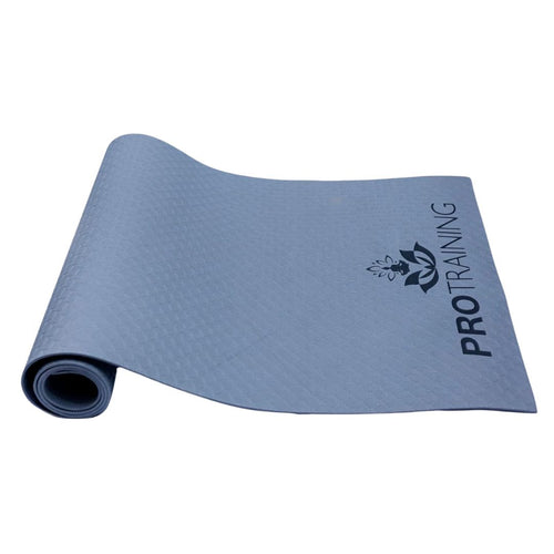 ProTraining Yoga Mat for Fitness, Exercise or Meditation, Stretching Mat for Everyday Use, Non-Slip Yoga Mat, Workout Mat for Men & Women (Grey - 6 mm)