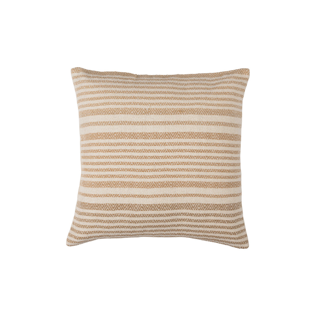 Parallel Cotton Beige Cushion Cover with Zipper Closure | Handwoven Cotton Pillowcase for Living room Decor - Jodaro.com
