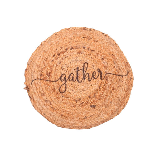 Qucciberry Jute Table Top - Gather Print, Braided Round Placemat, Stylish Home & Garden D����cor, Unisex Gift