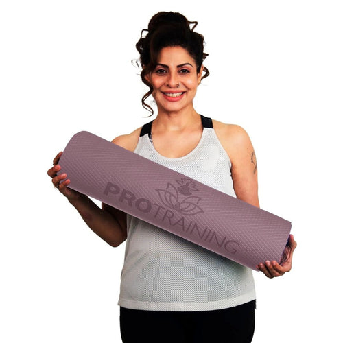 ProTraining Yoga Mat for Fitness, Workout and Meditation, Comfortable Stretching Mat for Daily Use, Anti-Slip and Lightweight Yoga Mat for Men & Women  (Grey - 6 mm)