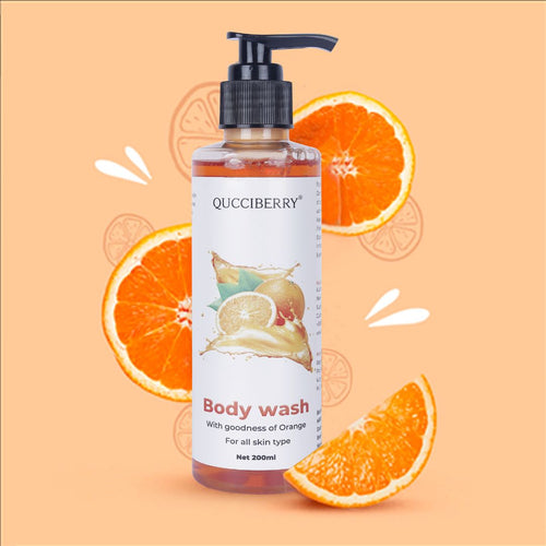 Qucciberry Orange Bodywash�������� Nourishing, Moisturizing Shower Gel with Natural Ingredients, Long-Lasting Aromatic Blend of Fruits, Flowers, and Herbs for Soft, Smooth Skin, Unisex, 200 ML