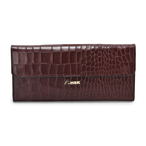 Hardley Croc Leather Wallet, Premium Maroon Leather, Compact and Stylish, Perfect for Daily Use and Special Occasions (Maroon)