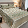 Self Printed Fabric, 250 TC 100% Cotton Flat King Size Bedsheet (108 x 108inches) (275 x 275cm) with 2 Large Pillow Povers, Green