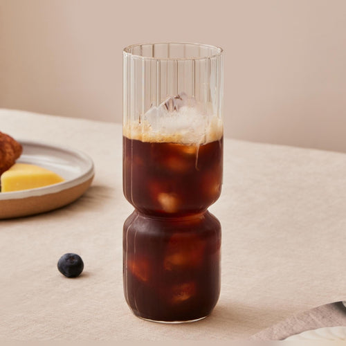 Fluted Long Drink Glasses, Versatile for Lemonade, Iced Brew, Juice, or as a Decorative Vase, Sleek and Elegant Design, Perfect for Breakfast Mornings, Barware, or Table D����cor, Ideal for Gifting (Set of 2)