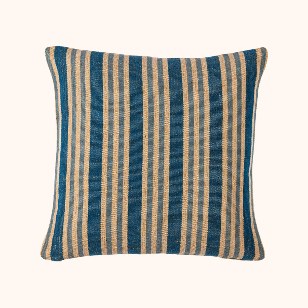 Farmhouse Blue Stripe Cushion Cover �������� Weather-Resistant, Durable, UV-Resistant, Quick-Drying, Stylish, Versatile for Indoor/Outdoor Use, Offers Long-Lasting Strength with Rustic Countryside Charm, Perfect for Sofas, Chairs, and Patios (Set of 2)