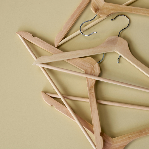 SuperGeneriX Wooden Cloth Hangers Pack of 20, Garment Hangers with Non-Slip Bar, Smooth Finish Solid Wood Coat Hanger with 360���� Swivel Hook, Clothing Hangers, Cut Notches (Pack of 20)
