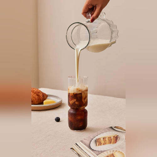 Fluted Long Drink Glasses, Versatile for Lemonade, Iced Brew, Juice, or as a Decorative Vase, Sleek and Elegant Design, Perfect for Breakfast Mornings, Barware, or Table D����cor, Ideal for Gifting (Set of 2)
