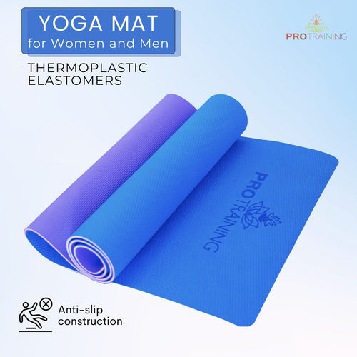 ProTraining Yoga Mat for Fitness, Workout and Meditation, Comfortable Stretching Mat for Daily Use, Anti-Slip and Lightweight Yoga Mat for Men & Women  (Blue - 6 mm)