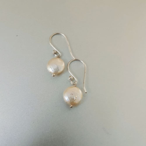 Coin Baroque Pearl Earrings Golden Hook