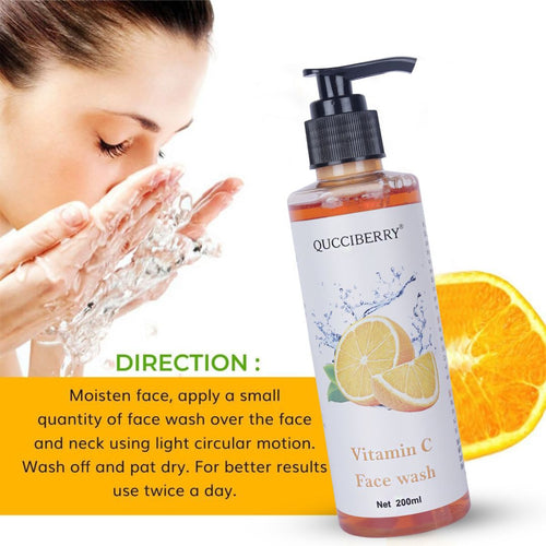 Qucciberry Vitamin C Face Wash �������� Antioxidant-Rich, Removes Oil & Grime, Promotes Collagen Synthesis, Natural Ingredients, Suitable for All Skin Types