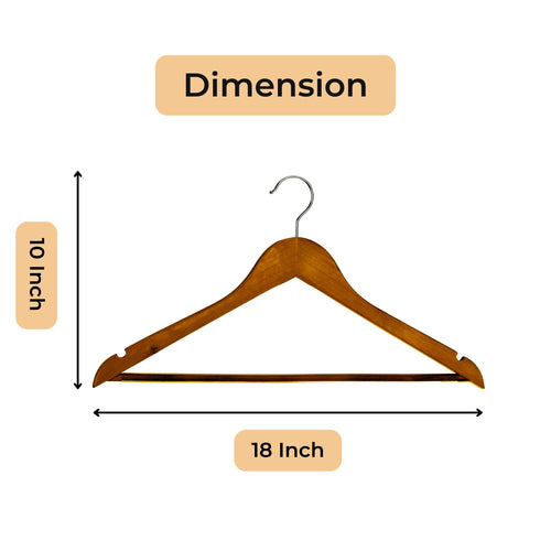 SuperGeneriX Dark Brown Wooden Hangers Set | Solid Wood Coat Hangers with Non-Slip Bar, 360������������ Swivel Hook, and Cut Notches | Durable & Stylish Space-Saving Garment Hangers for Closet Organization