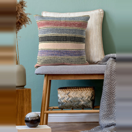 Midnight Striped Cushion Cover, Organic Cotton with Pastel Hues and Farmhouse Vibes, Concealed Zip Closure, Modern Accent for Sofa, Chair, or Bed, Comfortable and Stylish Home D����cor (18x18 Inches)