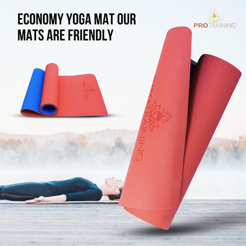 ProTraining Yoga Mat for Fitness, Workout and Meditation, Comfortable Stretching Mat for Daily Use, Anti-Slip and Lightweight Yoga Mat for Men & Women (Red - 6 mm)