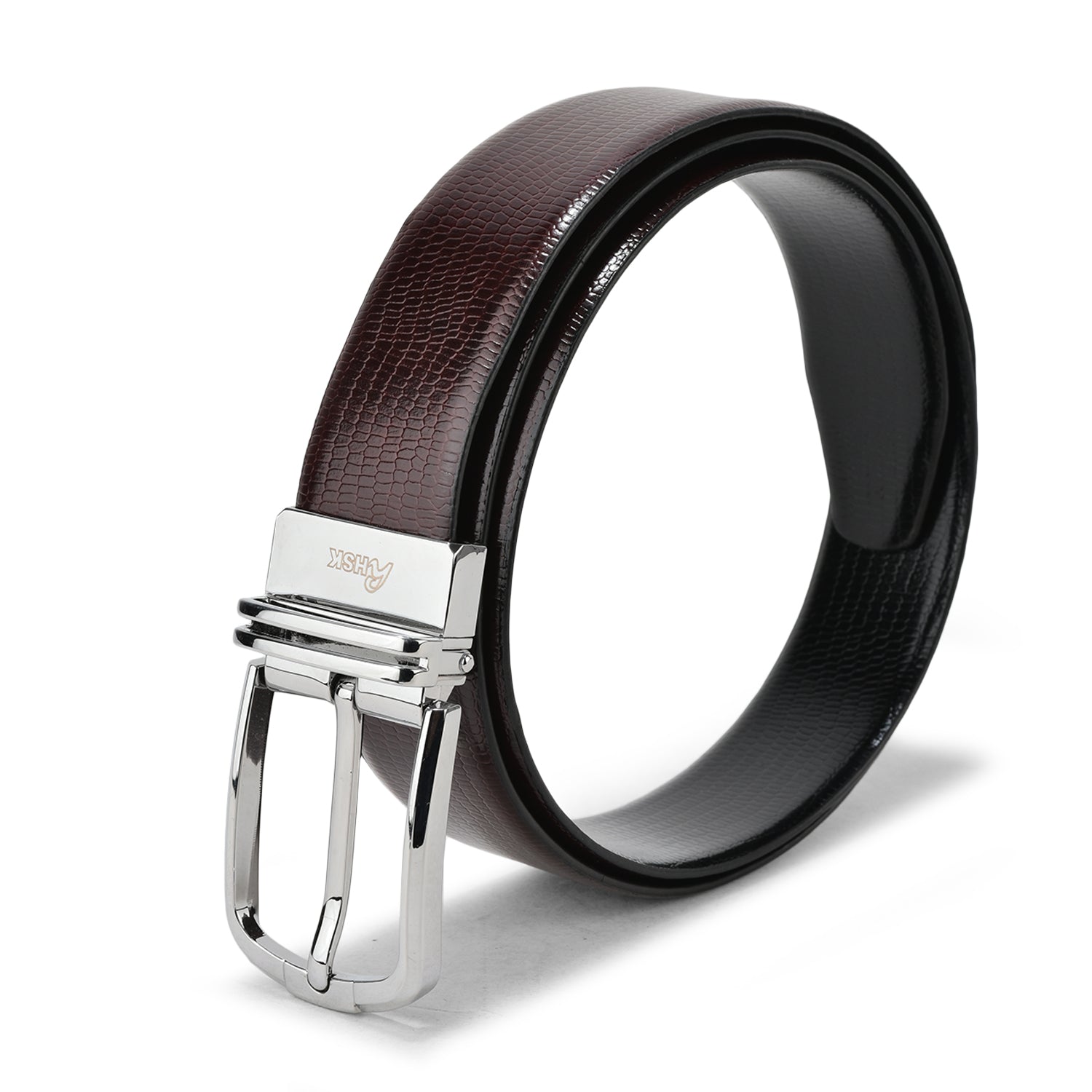 Men��������s Black & Brown Solid Reversible Leather Belt, Premium Leather, Versatile Design, Perfect for All Occasions (Black/Brown)