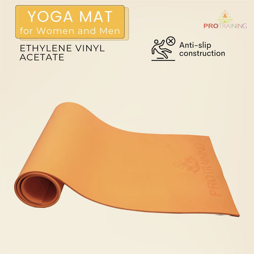 ProTraining Yoga Mat for Fitness, Exercise or Meditation, Stretching Mat for Everyday Use, Non-Slip Yoga Mat, Workout Mat for Men & Women (Orange - 6 mm)