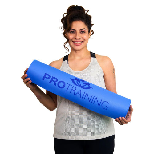 ProTraining Yoga Mat for Fitness, Exercise or Meditation, Stretching Mat for Everyday Use, Non-Slip Yoga Mat, Workout Mat for Men & Women (Blue)