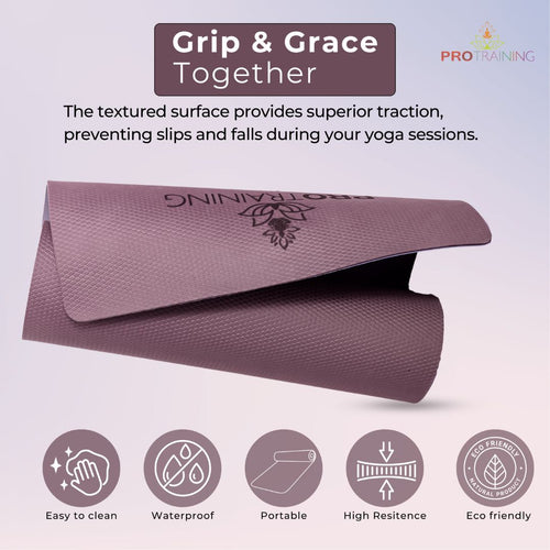 ProTraining Yoga Mat for Fitness, Workout and Meditation, Comfortable Stretching Mat for Daily Use, Anti-Slip and Lightweight Yoga Mat for Men & Women  (Grey - 6 mm)