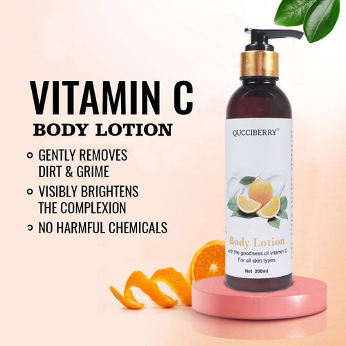 Qucciberry Vitamin C Body Lotion �������� Nourishes, Hydrates, Brightens Skin, Evens Skin Tone, Free of Sulphates & Parabens, Natural Ingredients