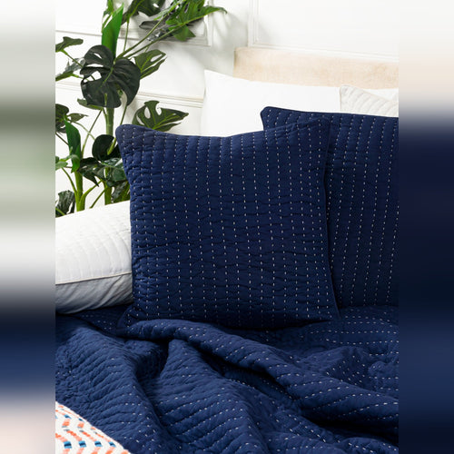 Quilted Cushion Cover �������� Hand-Quilted with Soft Cotton, Cotton Backing, Stylish and Durable, Features Cotton Closure Ties for Easy Use, Pairs Perfectly with Reversible Quilts for Added Comfort, Ideal for Bedrooms and Living Rooms (Set of 2)