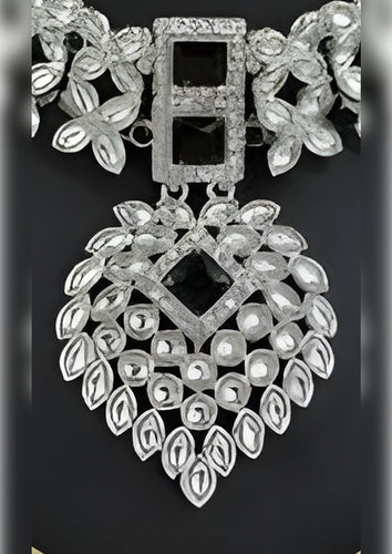 Crystal Flower Necklace Set, , Traditional Indian Wedding Jewelry (Set of 2)
