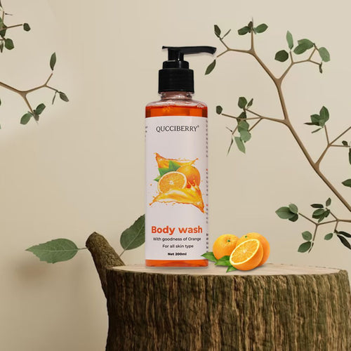 Qucciberry Orange Bodywash�������� Nourishing, Moisturizing Shower Gel with Natural Ingredients, Long-Lasting Aromatic Blend of Fruits, Flowers, and Herbs for Soft, Smooth Skin, Unisex, 200 ML