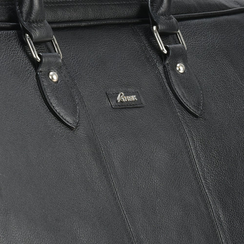 Vegas Leather Duffle Bag, Durable Black Leather, Spacious and Stylish, Ideal for Travel and Weekend Trips (Black)