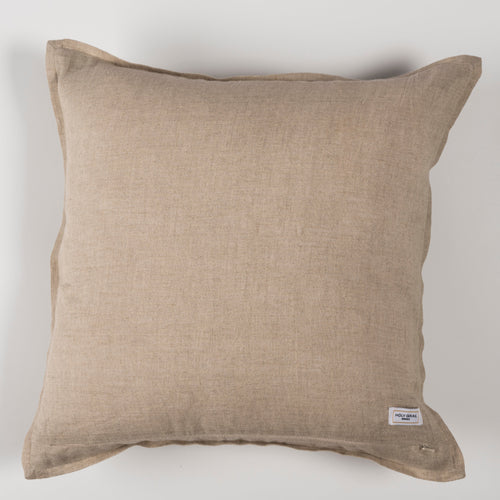 Pure Linen Earthy Cushion Cover �������� Made with Linen in Soothing Pastel Green with Beige Borders, Adding Sophistication and Elegance to Any Sofa or Bed, Ideal for Enhancing Your Living Space and Creating a Serene Ambience (Set of 2)