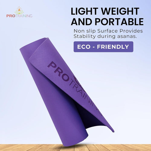 ProTraining Yoga Mat for Fitness, Exercise or Meditation, Stretching Mat for Everyday Use, Non-Slip Yoga Mat, Workout Mat for Men & Women (Purple - 4 mm)