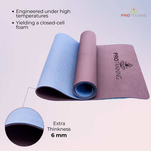 ProTraining Yoga Mat for Fitness, Workout and Meditation, Comfortable Stretching Mat for Daily Use, Anti-Slip and Lightweight Yoga Mat for Men & Women  (Grey - 6 mm)