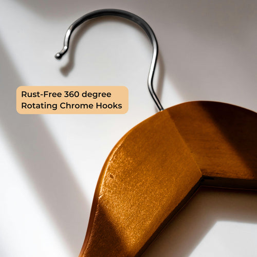SuperGeneriX Dark Brown Wooden Hangers Set | Solid Wood Coat Hangers with Non-Slip Bar, 360������������ Swivel Hook, and Cut Notches | Durable & Stylish Space-Saving Garment Hangers for Closet Organization