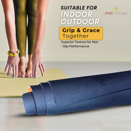 ProTraining Yoga Mat for Fitness, Workout and Meditation, Comfortable Stretching Mat for Daily Use, Anti-Slip and Lightweight Yoga Mat for Men & Women (Black - 6 mm)