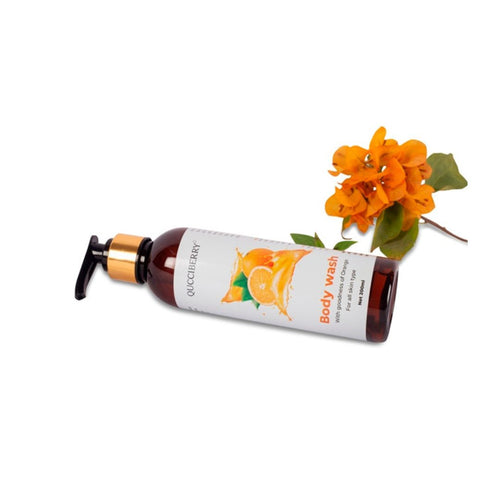 Qucciberry Orange Bodywash�������� Nourishing, Moisturizing Shower Gel with Natural Ingredients, Long-Lasting Aromatic Blend of Fruits, Flowers, and Herbs for Soft, Smooth Skin, Unisex, 200 ML