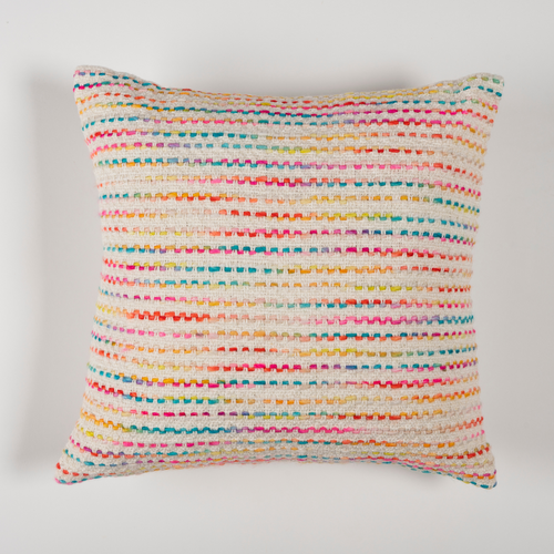 Handwoven Bright Horizon Cushion Cover with Zipper Closure | Soft Cotton Cushion Cover for Sofa or Bed