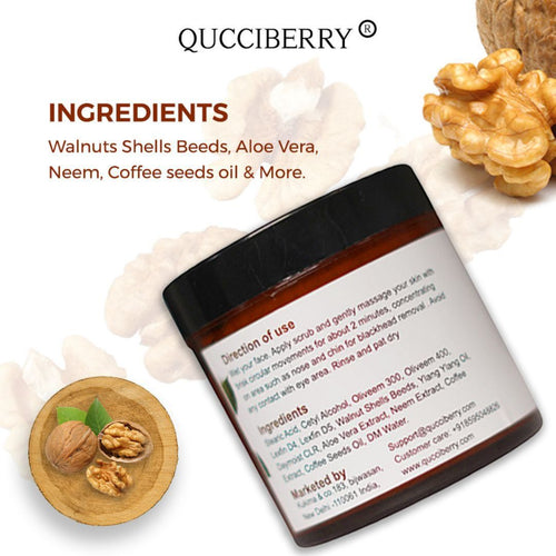 Qucciberry Coffee Scrub �������� Exfoliates Dead Skin, Restores Natural Glow, Prevents Cellulitis, Nourishes Skin, Made with Walnut Extract & Coffee Beans