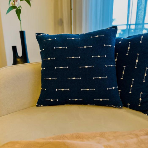 Royal Blue Cotton Cushion Cover with Zipper Closure | Handwoven Cushion Cover for Sofa or Bed