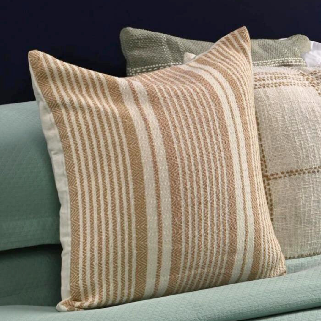 Parallel Cotton Beige Cushion Cover with Zipper Closure | Handwoven Cotton Pillowcase for Living room Decor - Jodaro.com