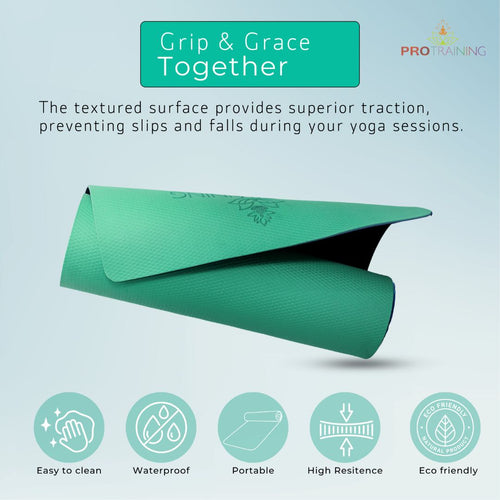 ProTraining Yoga Mat for Fitness, Workout and Meditation, Comfortable Stretching Mat for Daily Use, Anti-Slip and Lightweight Yoga Mat for Men & Women (Green - 6 mm)