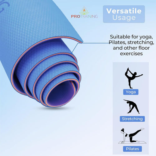 ProTraining Yoga Mat for Fitness, Exercise or Meditation, Stretching Mat for Everyday Use, Non-Slip Yoga Mat, Workout Mat for Men & Women (Blue)